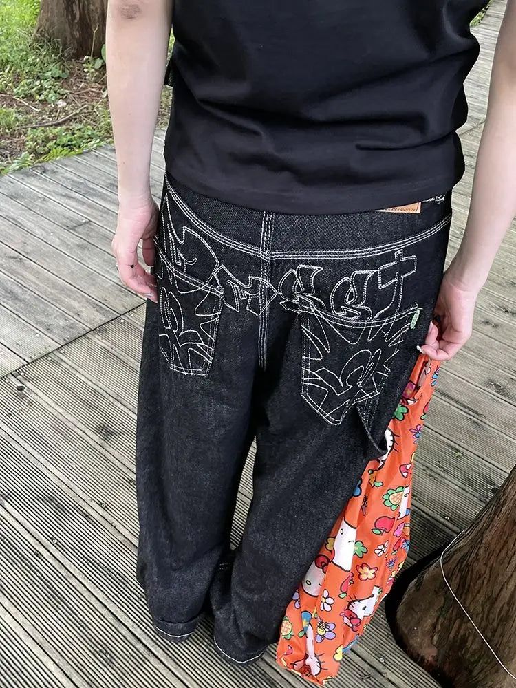 Black Embroidery Jeans