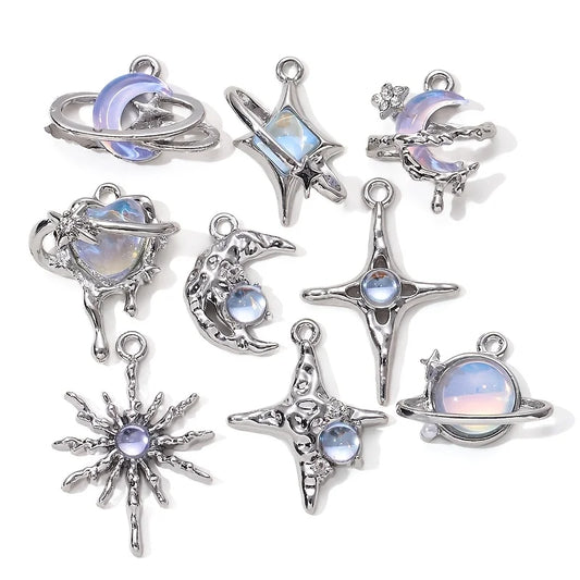 Star Moon Enamel Charms